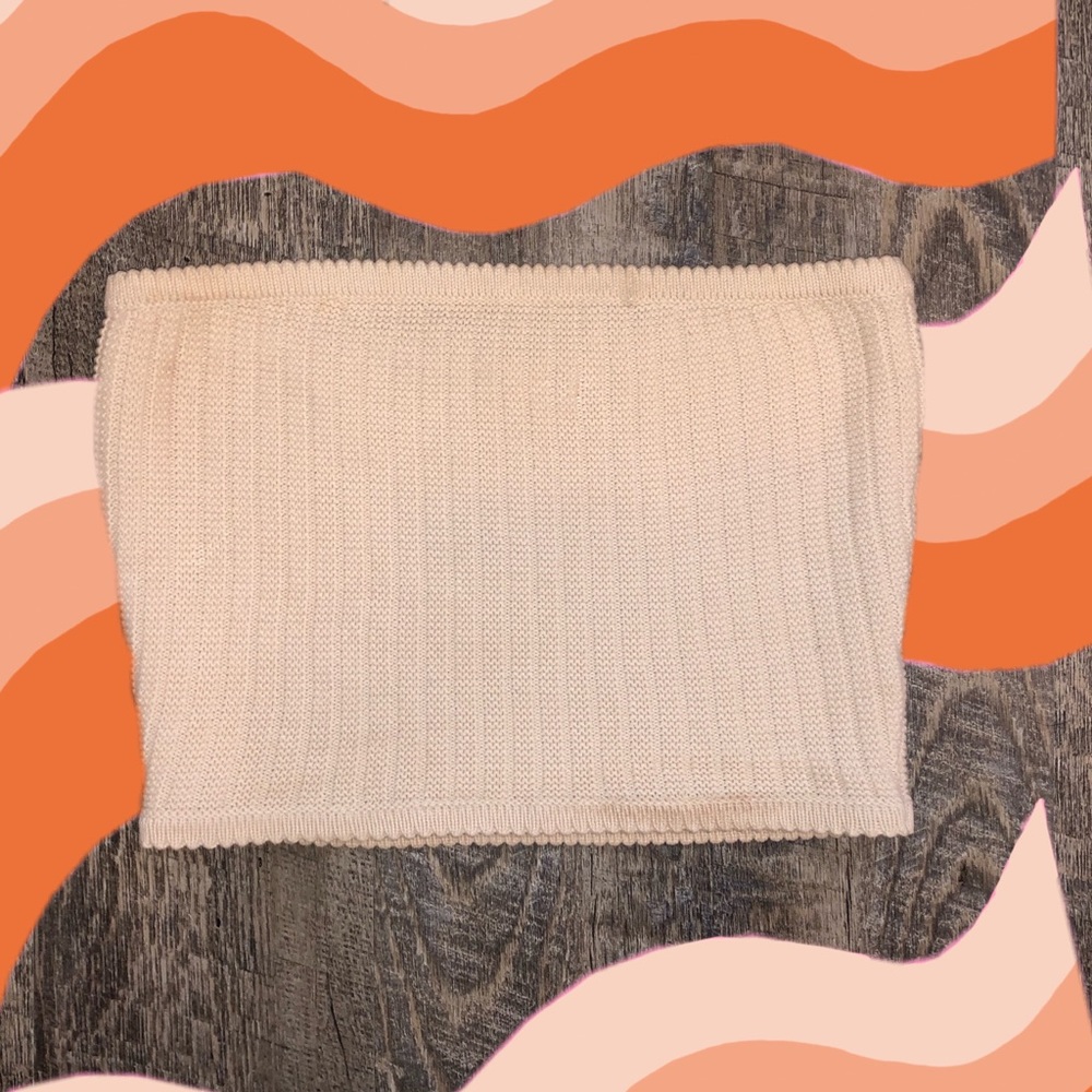 ☆ cream knit crop top ☆